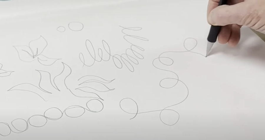 Free motion longarm practice shapes on paper