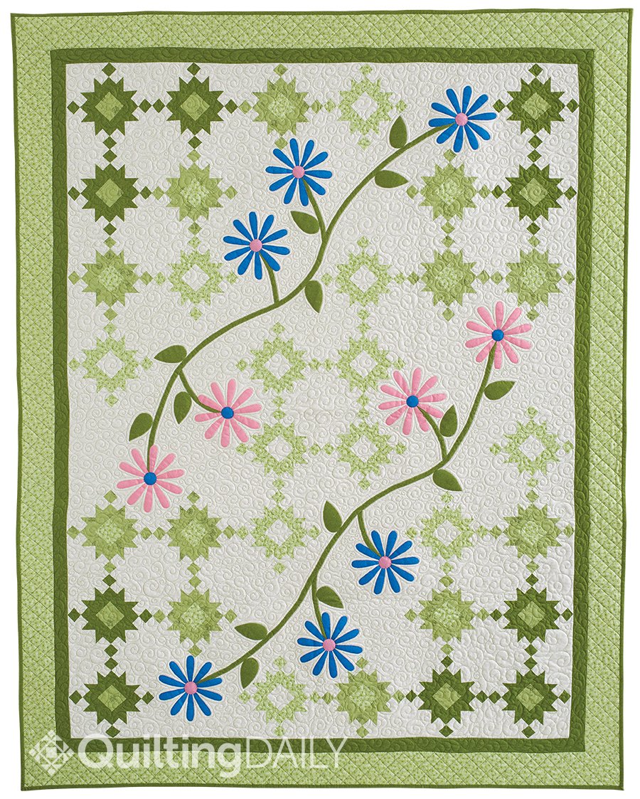 Spring applique quilt Garden Path Daisies
