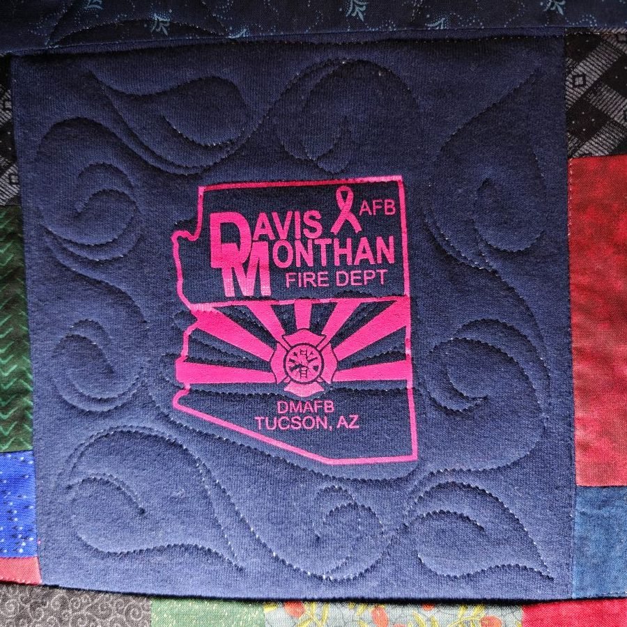 T shirt quilt fills leaves