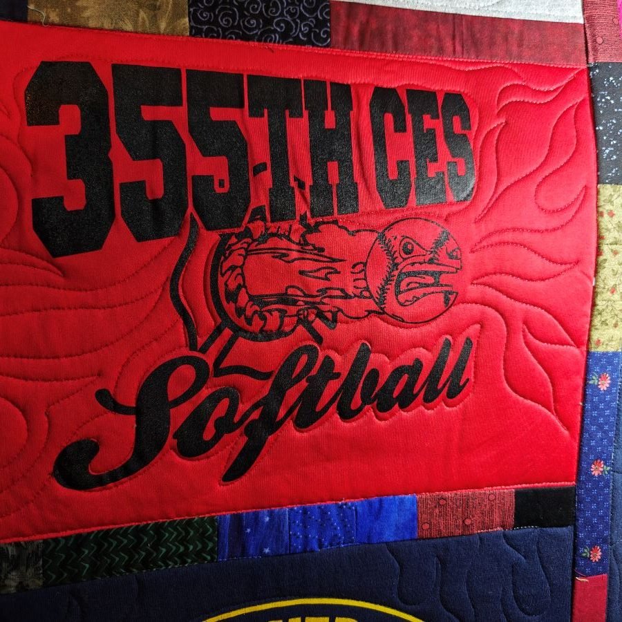 T shirt quilt fills flames