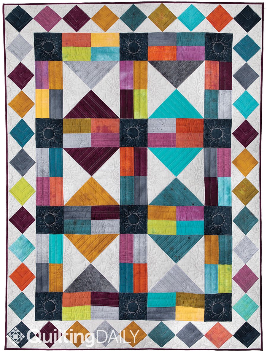 FRAGMENTS IN TIME the simple hourglass colorful scrappy quilt