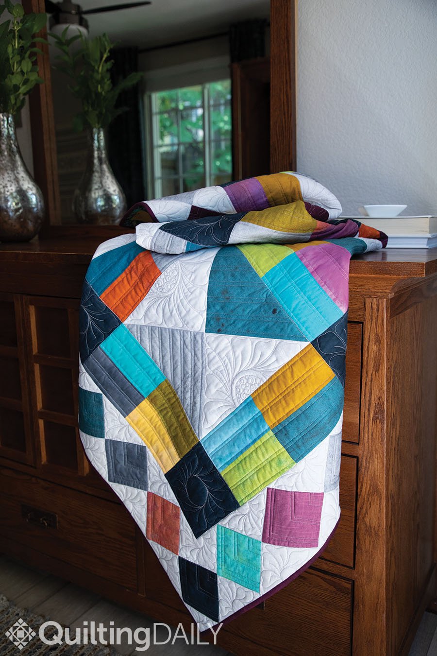 FRAGMENTS IN TIME the simple hourglass colorful scrappy quilt